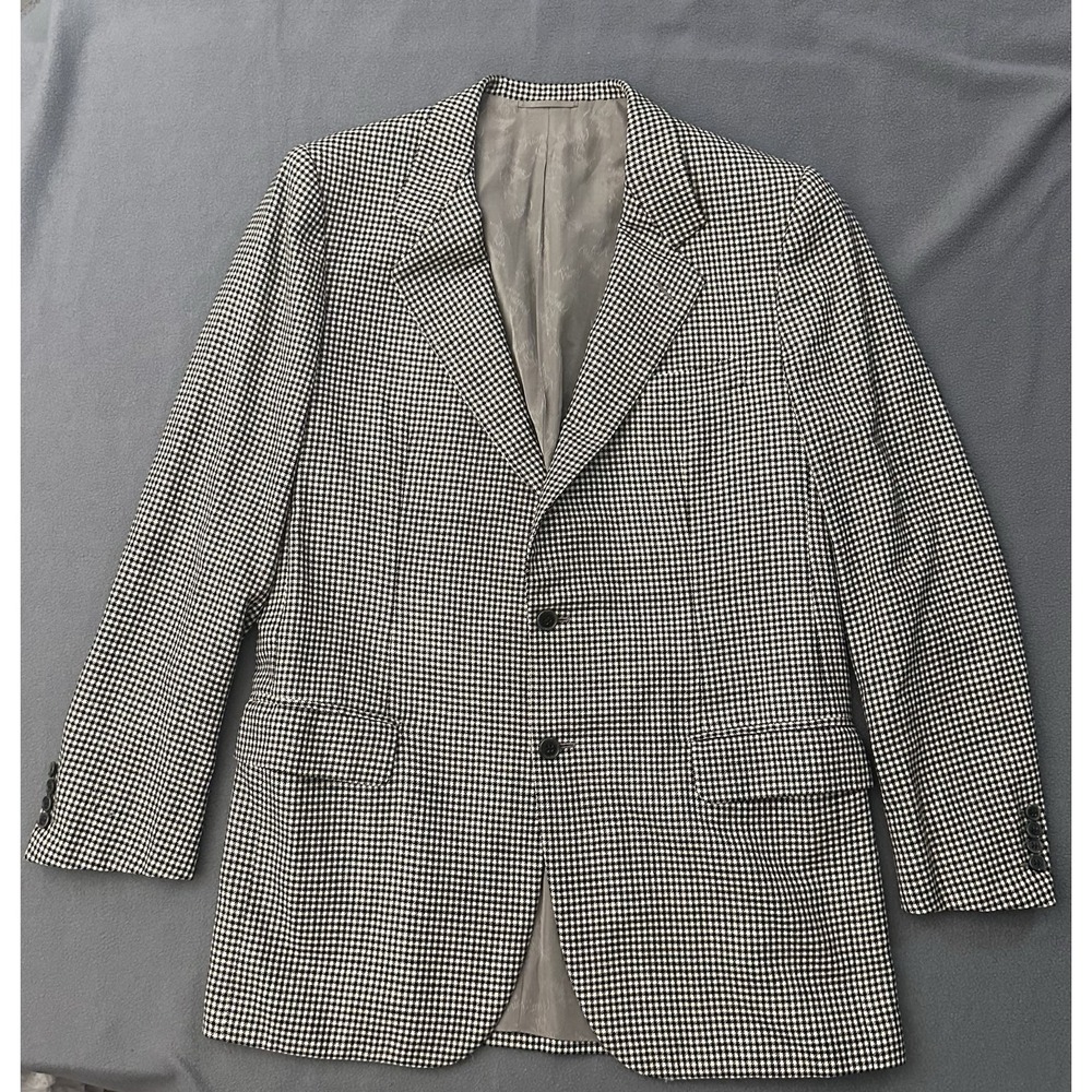 Brioni Men's Black/White Houndstooth Sport Coat Blazer Made In Italy Large - Picture 1 of 11